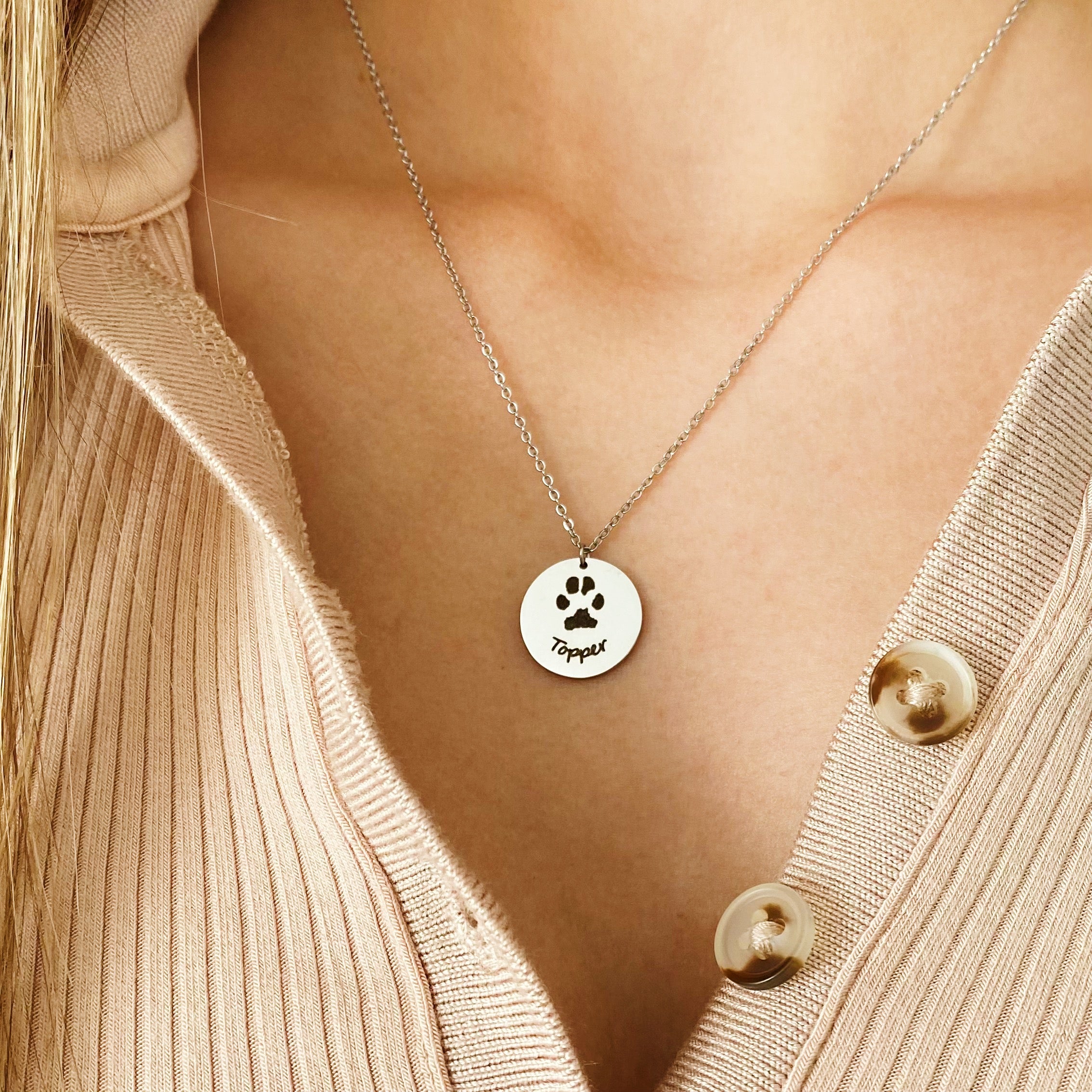 Personalised Actual Paw Print & Name Necklace (READY IN 4 DAYS)
