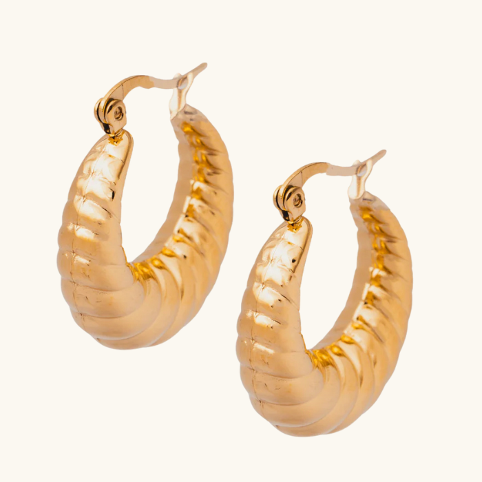 Vida Textured Hoops - Water & Tarnish Proof