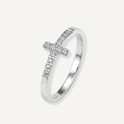 SILVER IMPACT CZ CROSS RING
