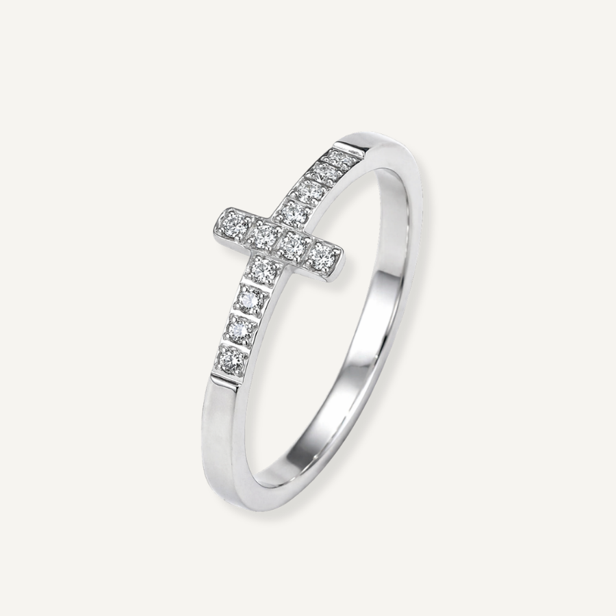 SILVER IMPACT CZ CROSS RING