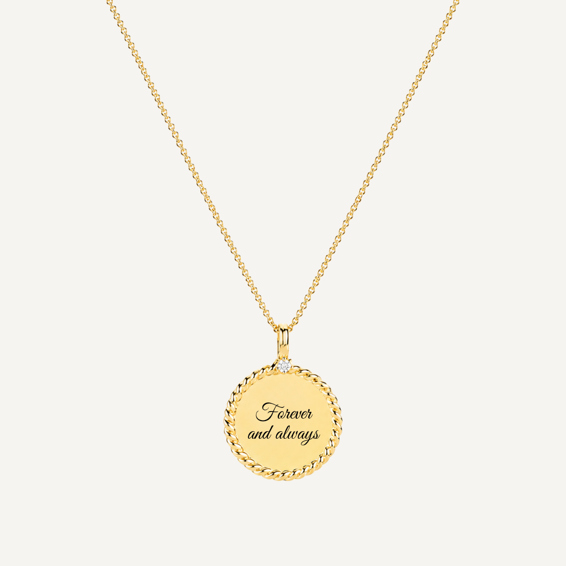 PERSONALISED CUBIC ZIRCONIA TEXTURED NECKLACE (FREE ENGRAVING)