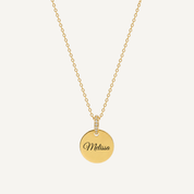 PERSONALISED CUBIC ZIRCONIA ENCRUSTED DISC NECKLACE (FREE ENGRAVING)