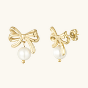 Premium Freshwater Pearl & Bow Studs - Water & Tarnish Proof