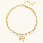 Premium Freshwater Pearls and Bow Bracelet - Water & Tarnish Proof