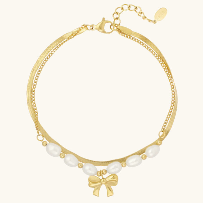 Premium Freshwater Pearls and Bow Bracelet - Water & Tarnish Proof