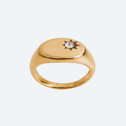 HOMME MENS SIGNET WITH CUBIC ZIRCONIA STONE