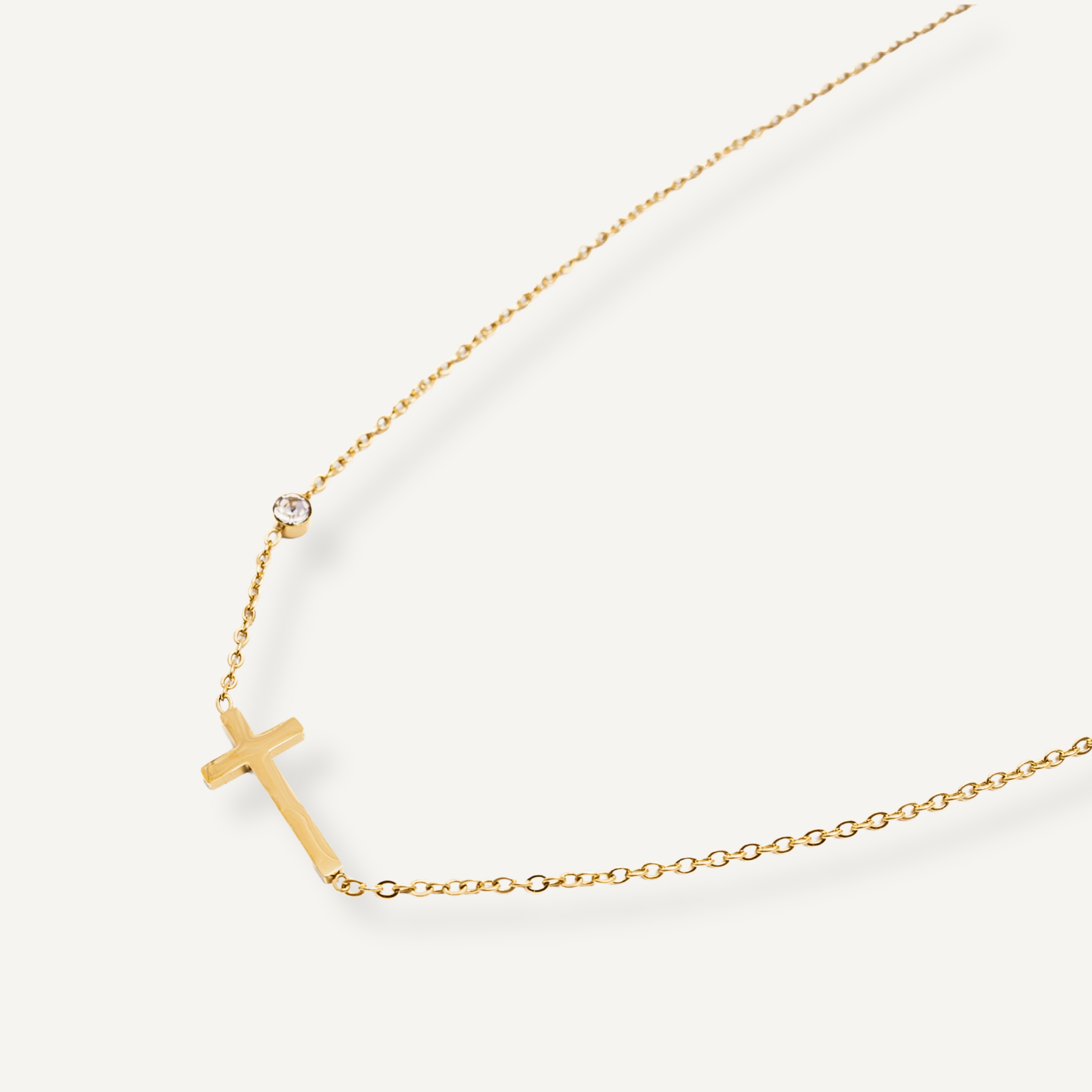 CROSS & CZ STONE NECKLACE