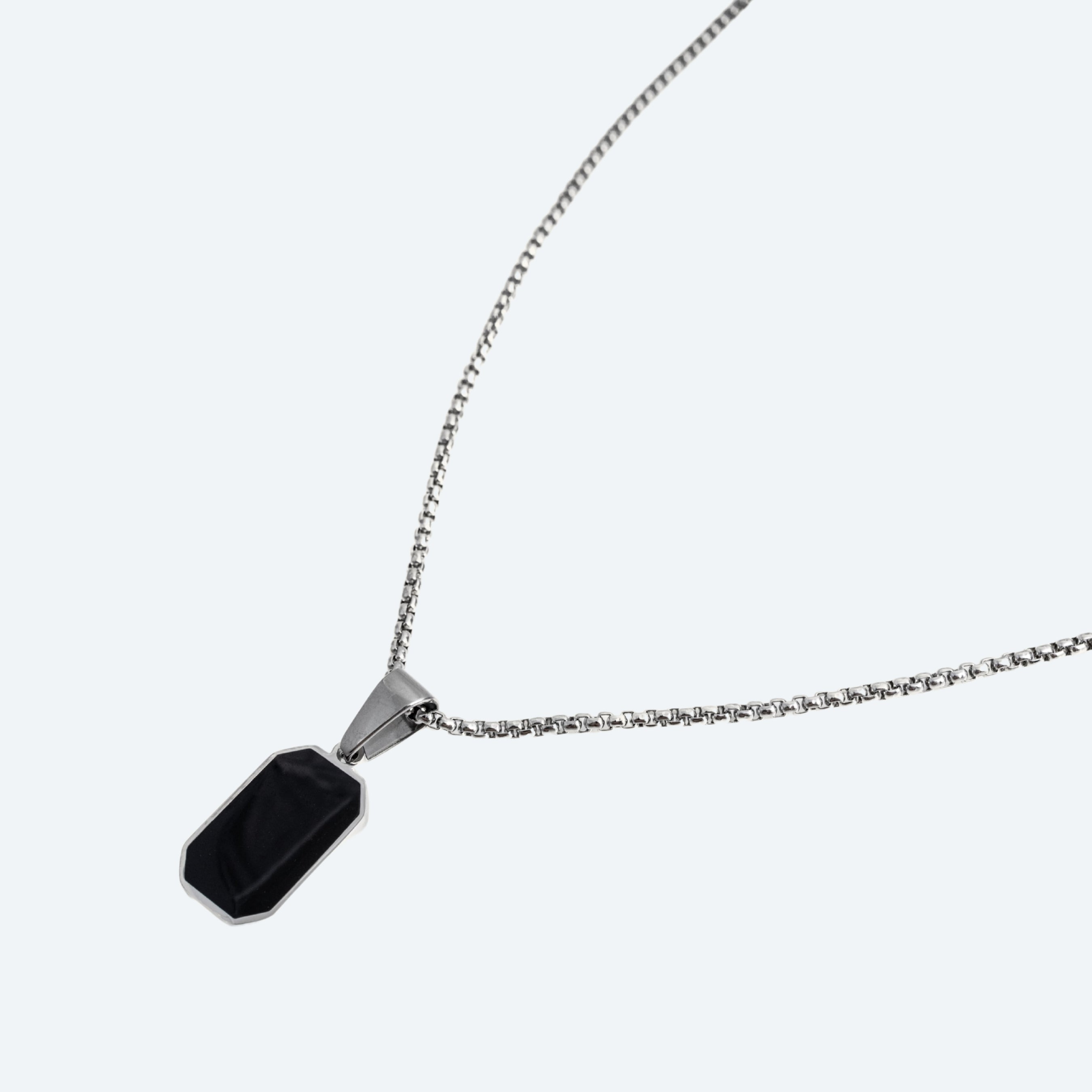 HOMME MENS BLACK PENDANT NECKLACE