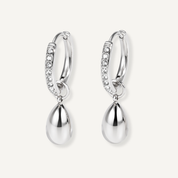 SILVER CHAMPAGNE DANGLE HOOPS