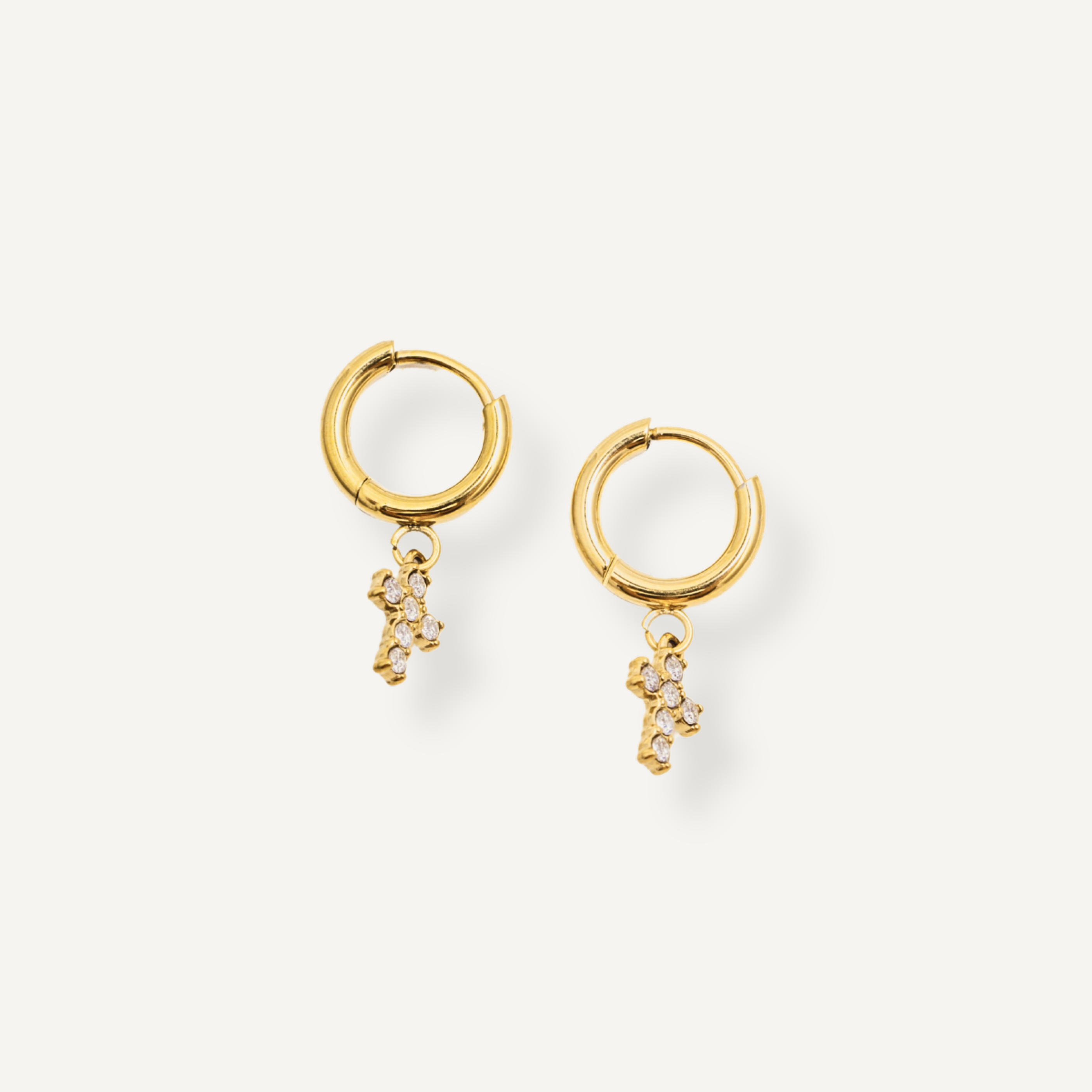 CZ CROSS DANGLE HOOPS