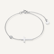 SILVER CROSS & CZ STONE BRACELET