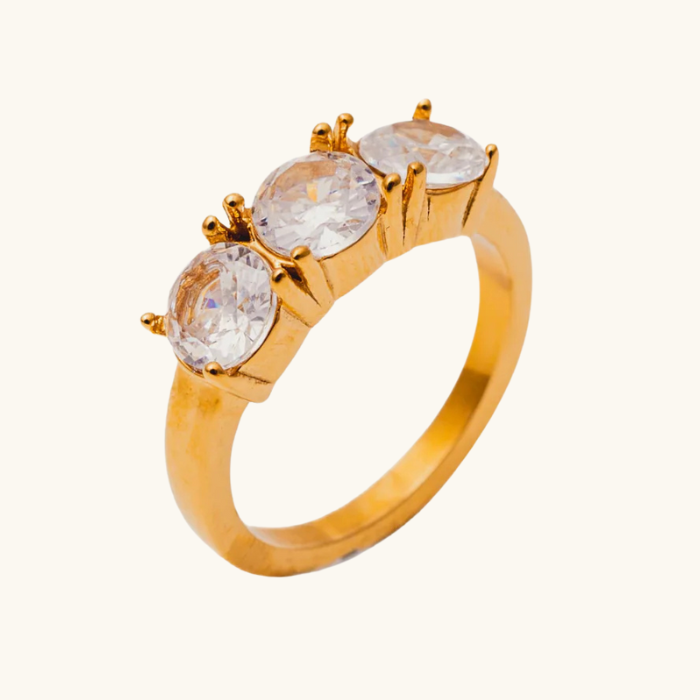 Lily CZ Stone Ring - Water & Tarnish Proof