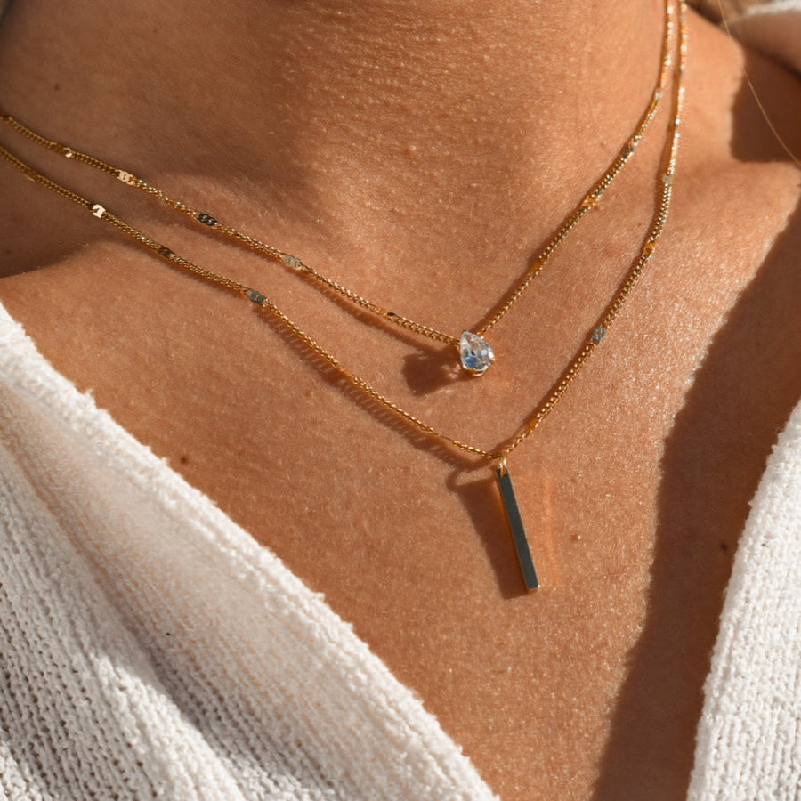 CZ Double Layer Necklace - Water & Tarnish Proof