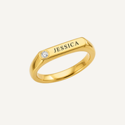 PERSONALISED CUBIC ZIRCONIA BAR RING (FREE ENGRAVING)