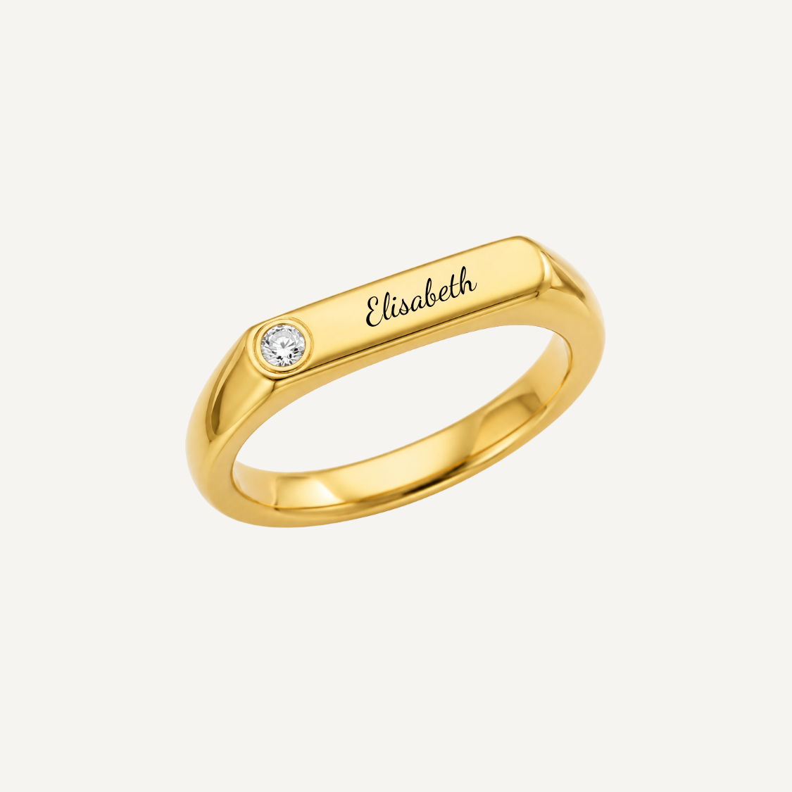PERSONALISED CUBIC ZIRCONIA BAR RING (FREE ENGRAVING)