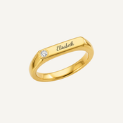 PERSONALISED CUBIC ZIRCONIA BAR RING (FREE ENGRAVING)