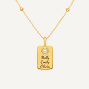 PERSONALISED CUBIC ZIRCONIA TAG NECKLACE (FREE ENGRAVING)