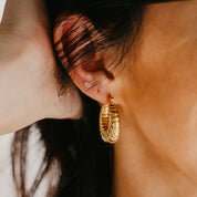 Vida Textured Hoops - Water & Tarnish Proof