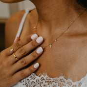 CZ DANGLE CROSS NECKLACE