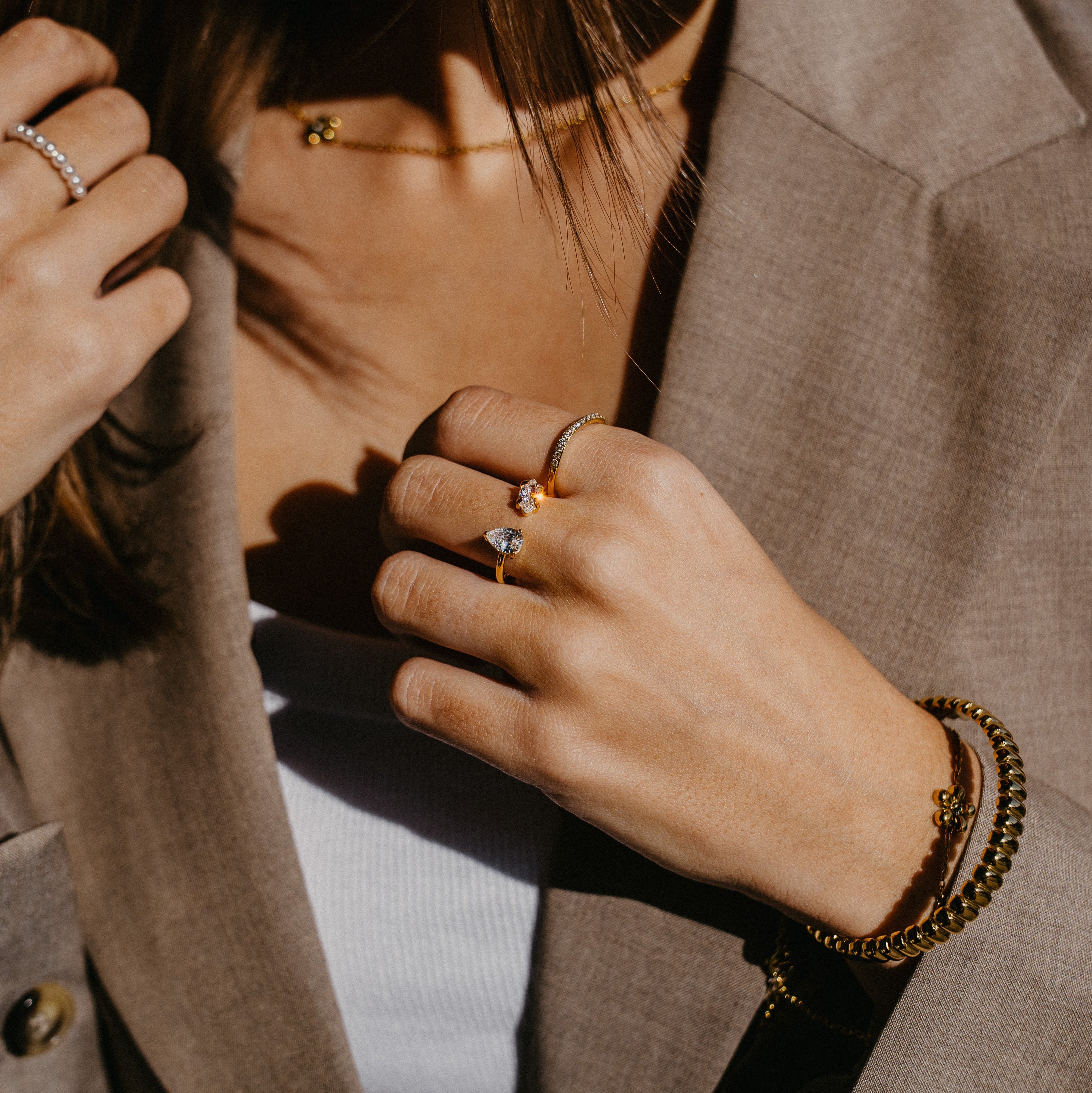 CINDY CUBIC ZIRCONIA ADJUSTABLE RING