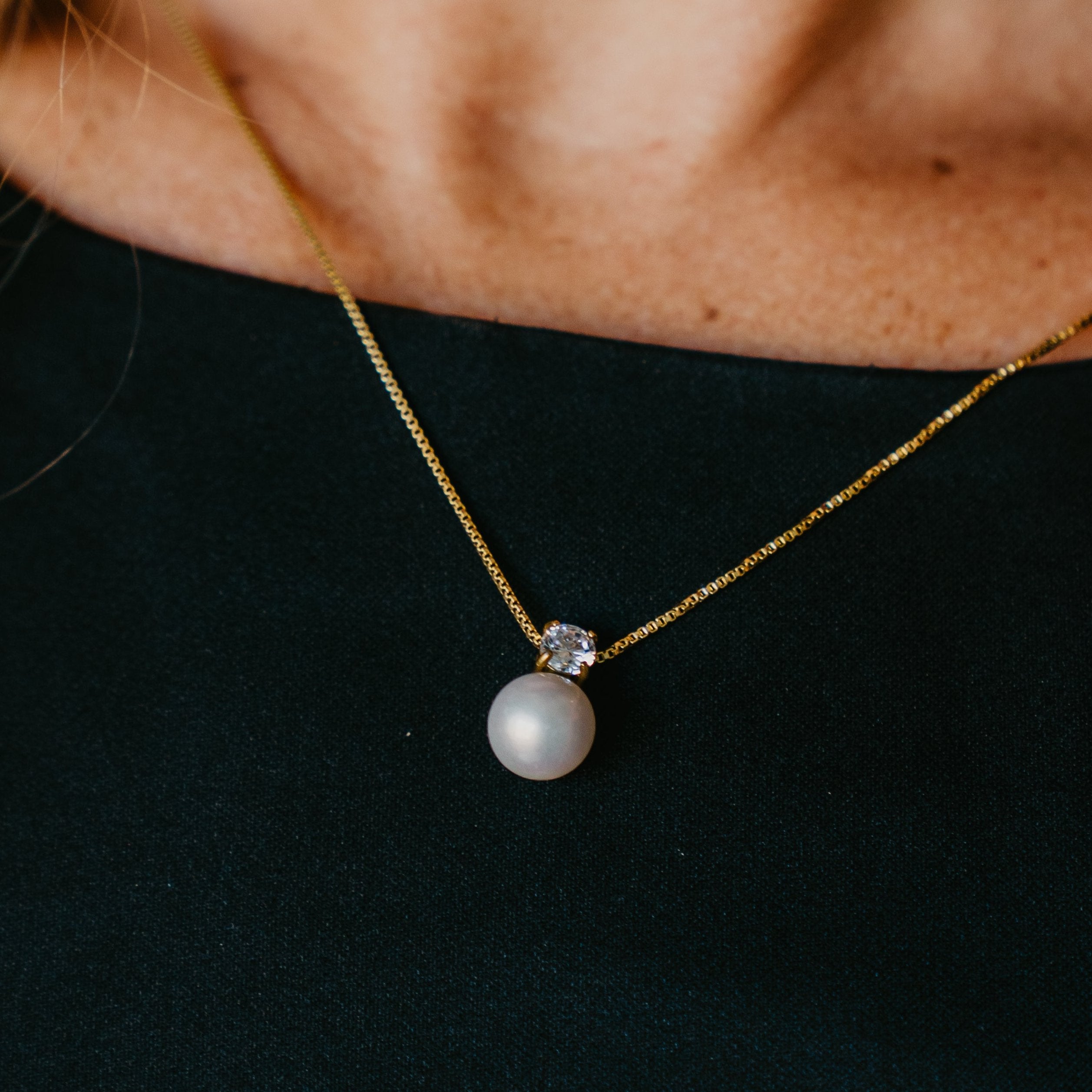 Adelaide Pearl with CZ Necklace - Water & Tarnish Proof