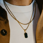 HOMME MENS BLACK PENDANT NECKLACE