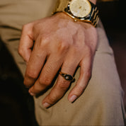 HOMME MENS SIGNET WITH CUBIC ZIRCONIA STONE