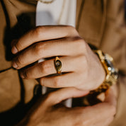 HOMME MENS SIGNET WITH CUBIC ZIRCONIA STONE