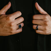 HOMME MENS SIGNET WITH CUBIC ZIRCONIA STONE