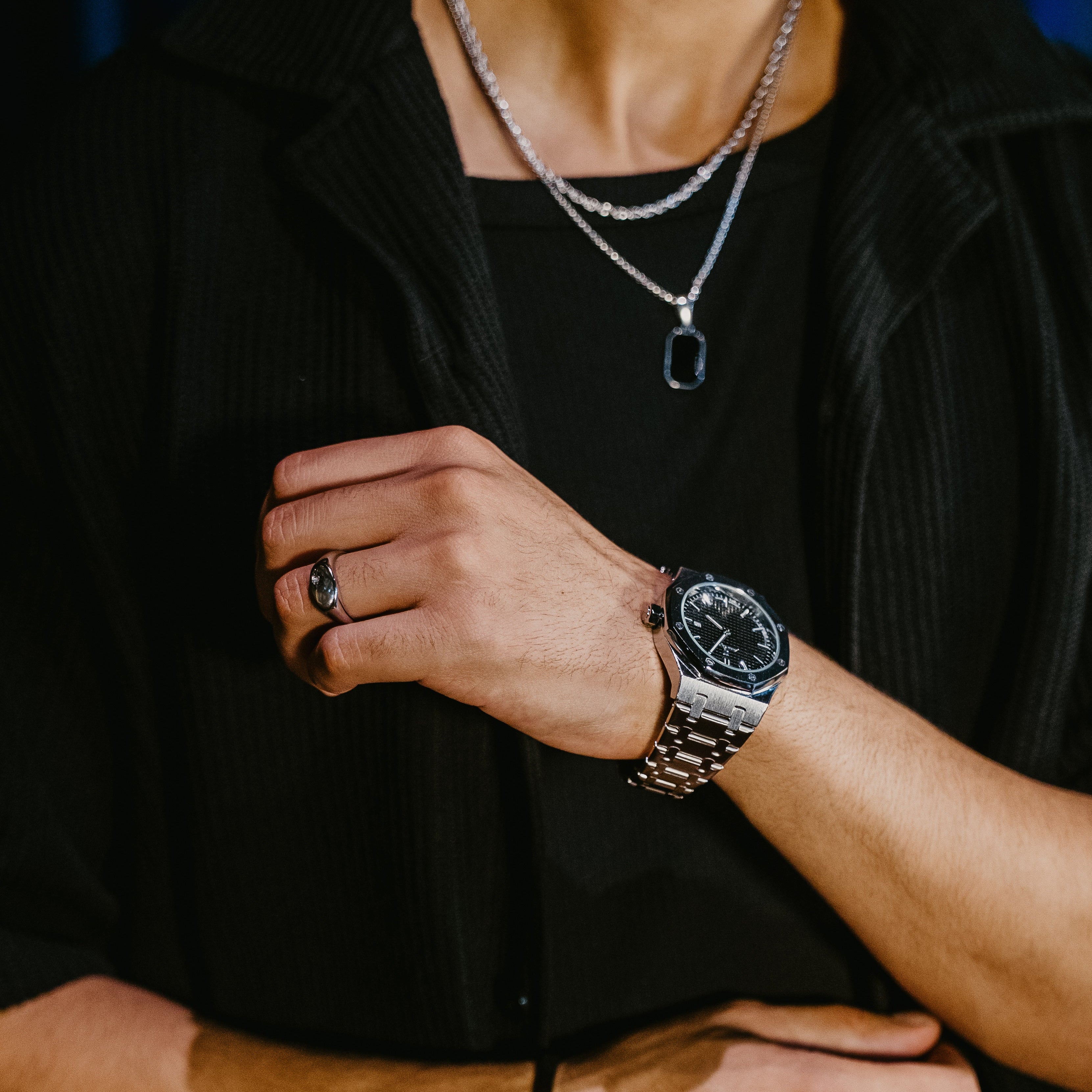 HOMME MENS SIGNET WITH CUBIC ZIRCONIA STONE