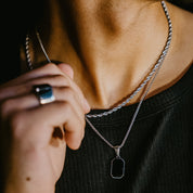 HOMME MENS BLACK PENDANT NECKLACE