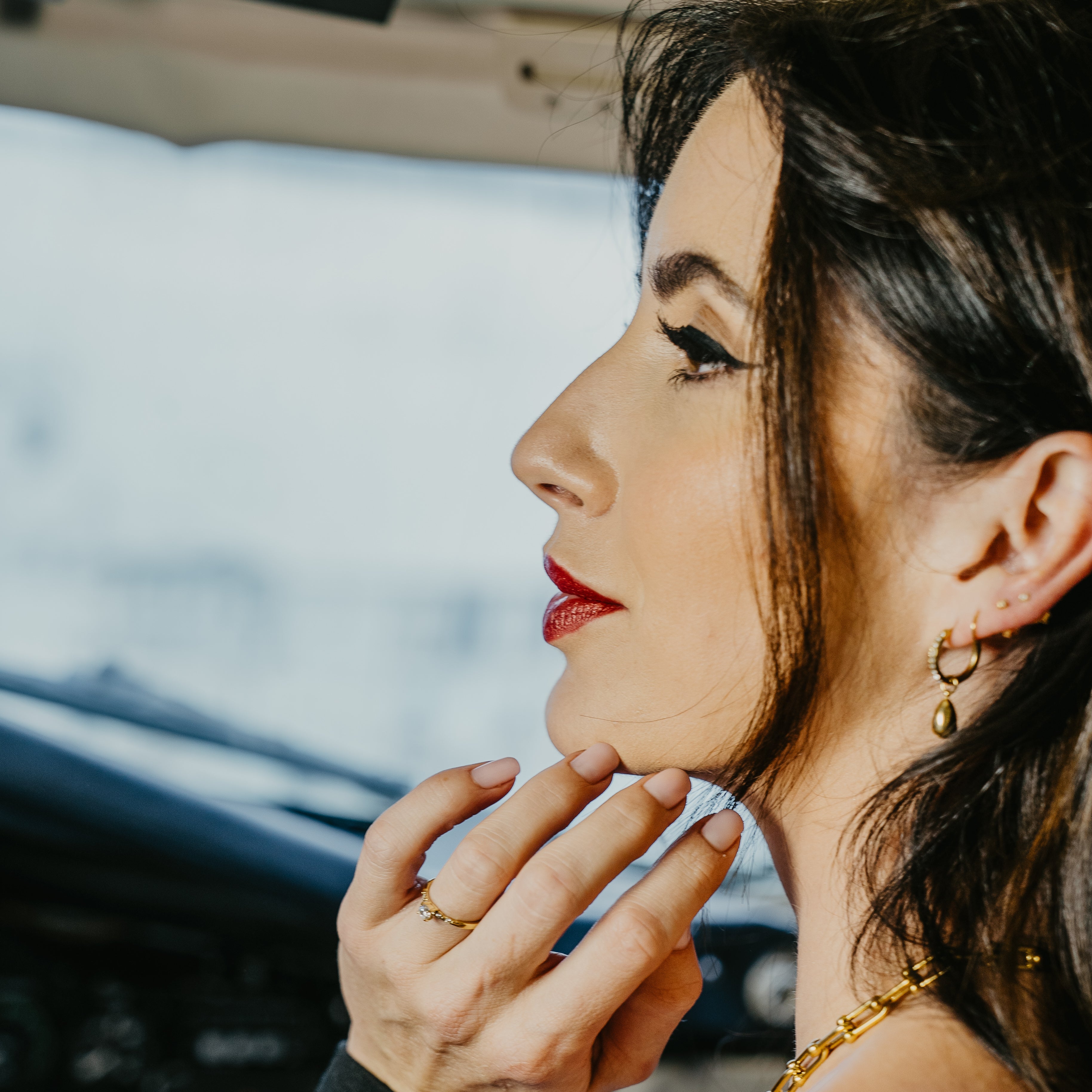 Champagne Dangle Hoops