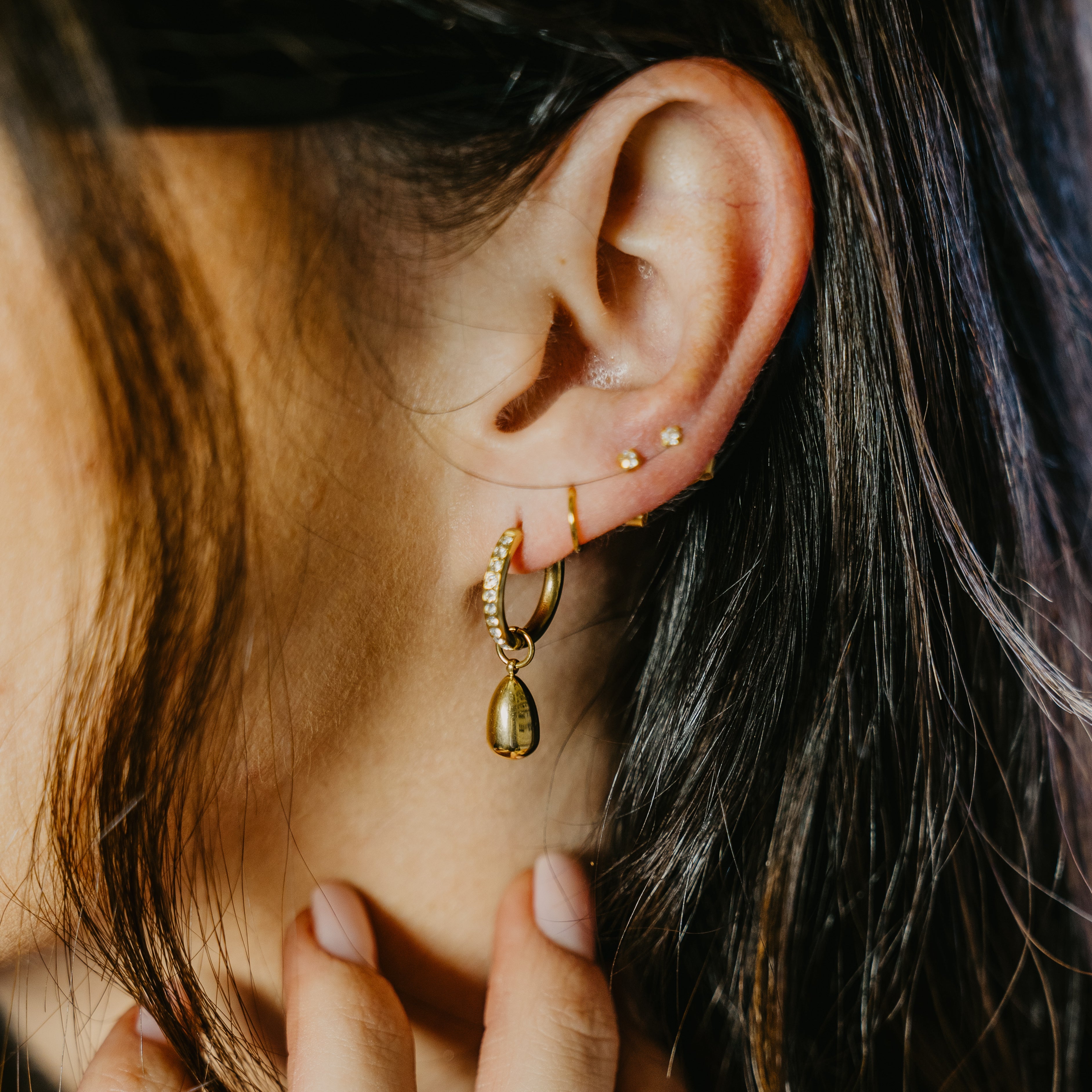 Champagne Dangle Hoops