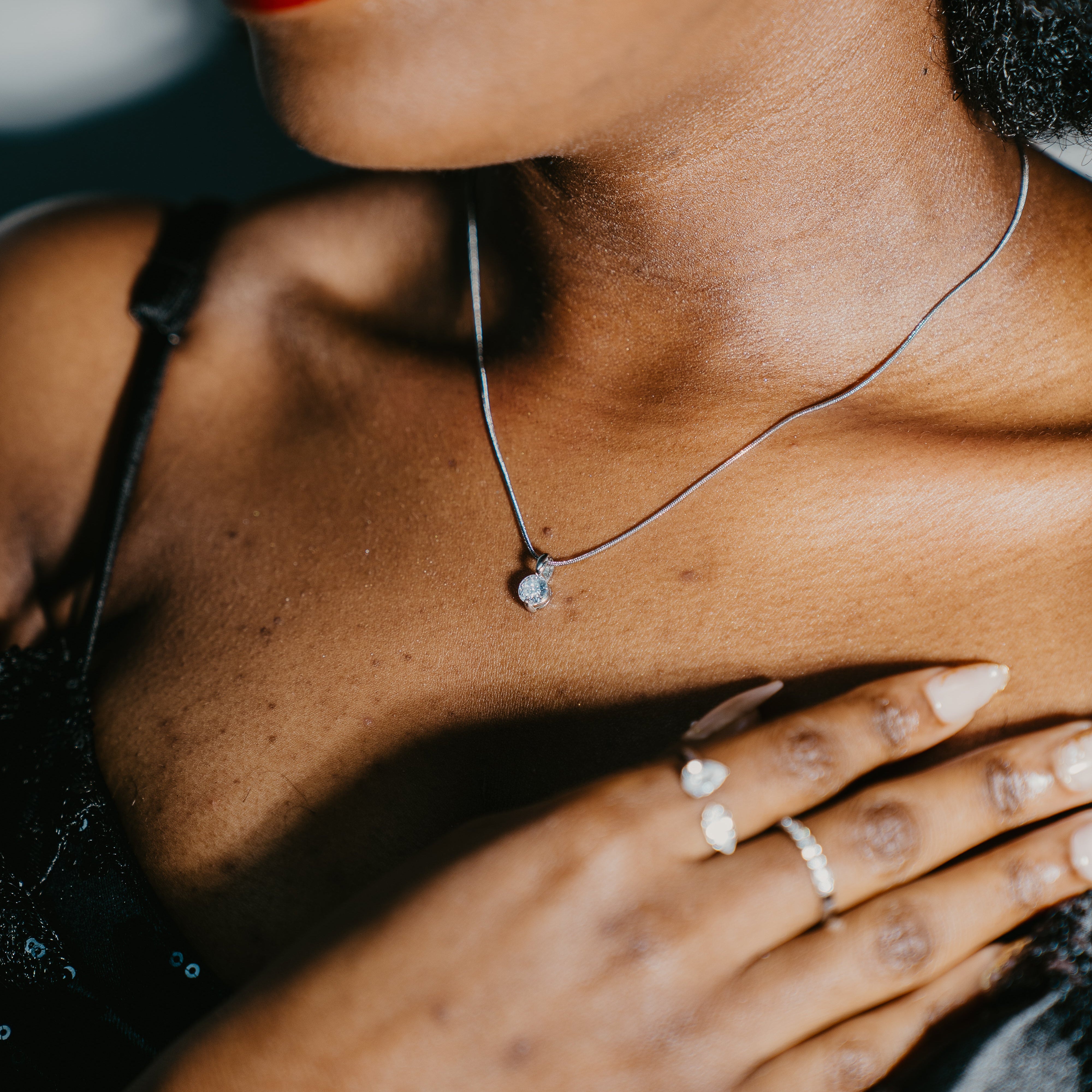 SILVER MEREILLE CZ STONE NECKLACE