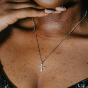 SILVER GRACE CZ CROSS NECKLACE