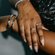 SILVER BECKI CZ BAND RING