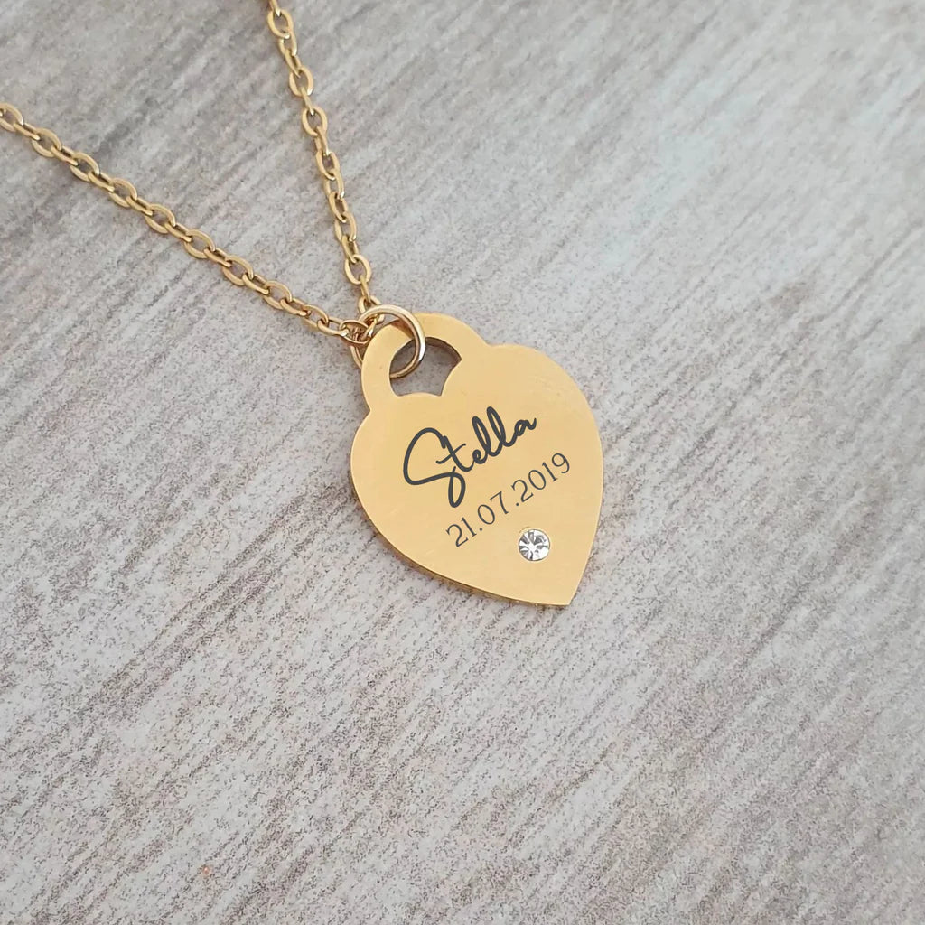 Gold Personalized Heart Necklace (Ready in 4 days!)