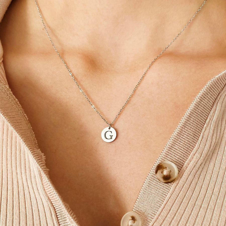 Personalised Monogram Mini Initial Disc Necklace - READY IN 4 DAYS ( Available in Gold, Rose - Gold & Silver )