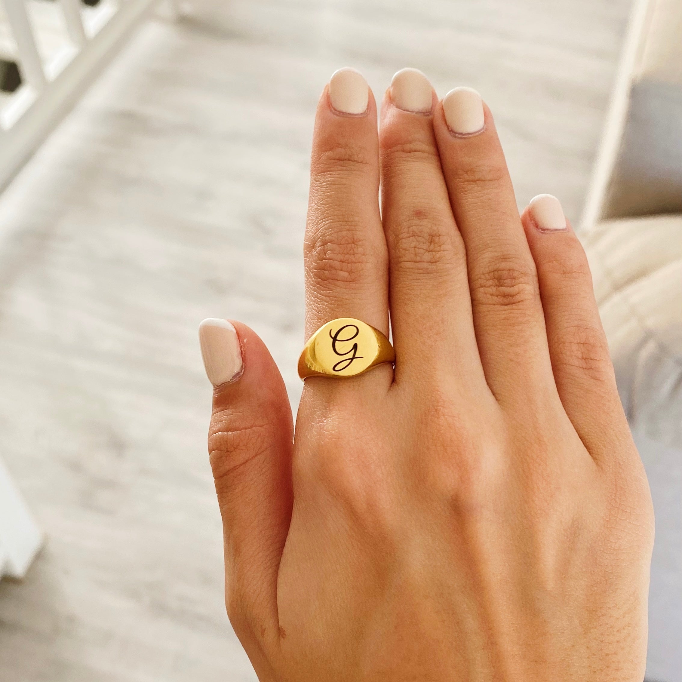 Personalised Gold Initial Signet (READY IN 4 DAYS)