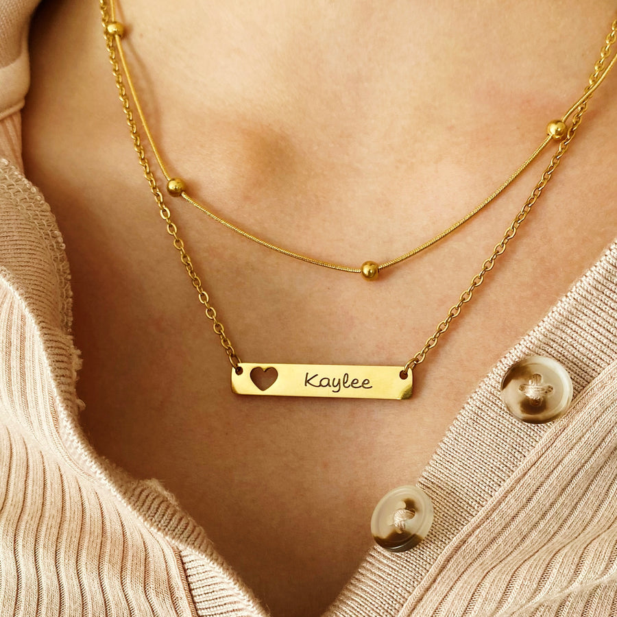 Personalised ♡ Bar Necklace - READY IN 4 DAYS ( Available in Gold, Rose - Gold & Silver )